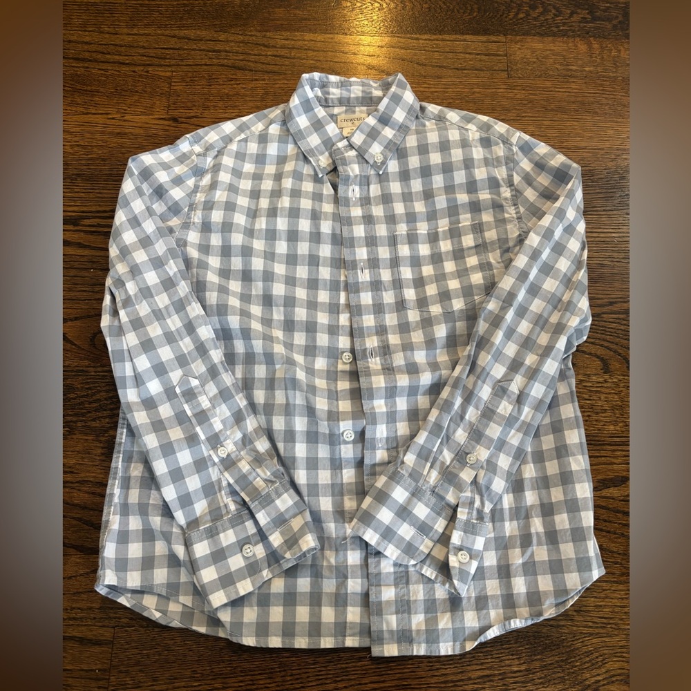 J. Crew Gray and White Plaid Button Down Shirt